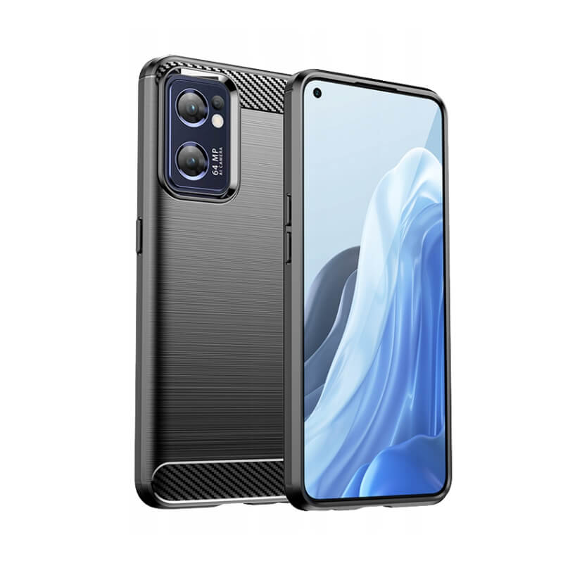 Ochranný silikonový obal karbon pro OPPO Reno 7 5G - černý