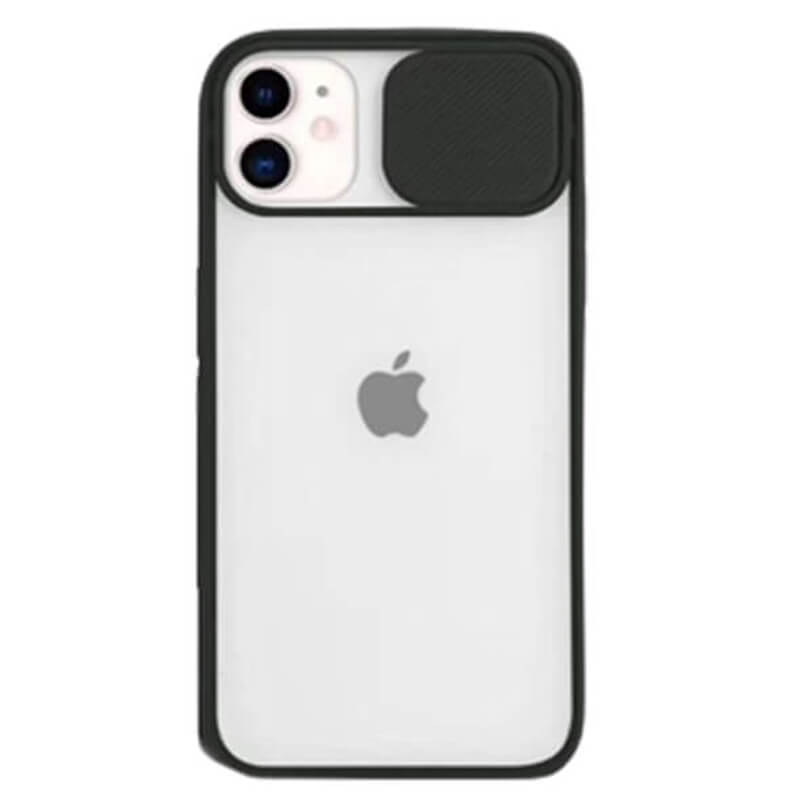 Silikonový ochranný obal s posuvným krytem na fotoaparát pro Apple iPhone 13 - černý