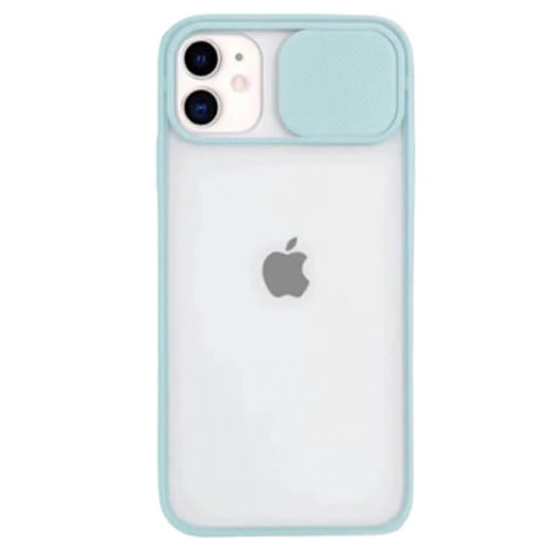Silikonový ochranný obal s posuvným krytem na fotoaparát pro Apple iPhone 13 Pro Max - světle modrý