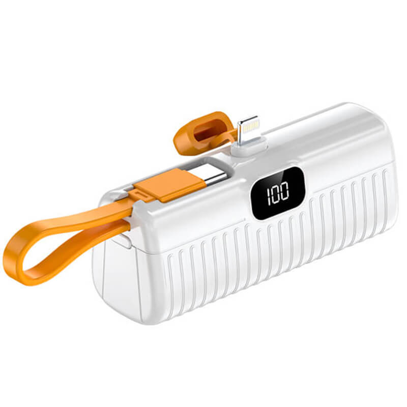 Mini cestovní powerbanka s konektorem Lightning 5000 mAh - bílá