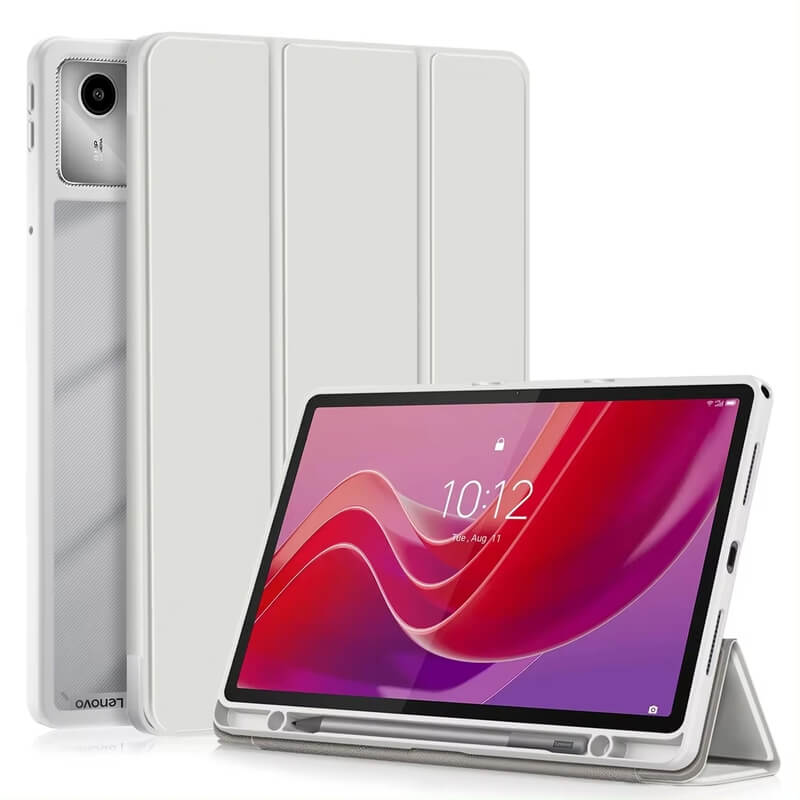 2v1 Smart flip cover + zadní silikonový ochranný obal s držákem na pero pro Lenovo Tab M11  - šedý