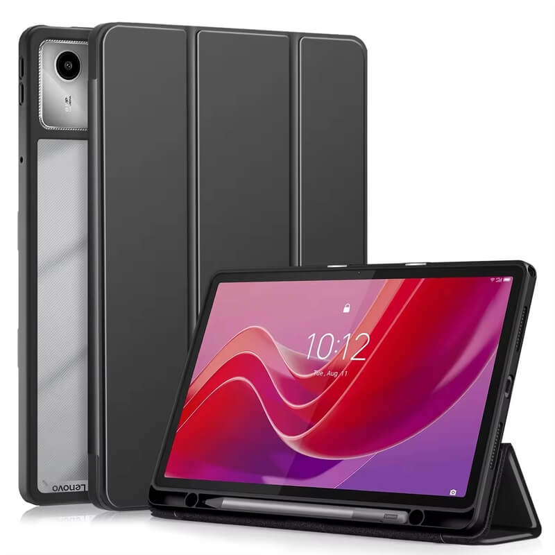2v1 Smart flip cover + zadní silikonový ochranný obal s držákem na pero pro Lenovo Tab M11  - černý