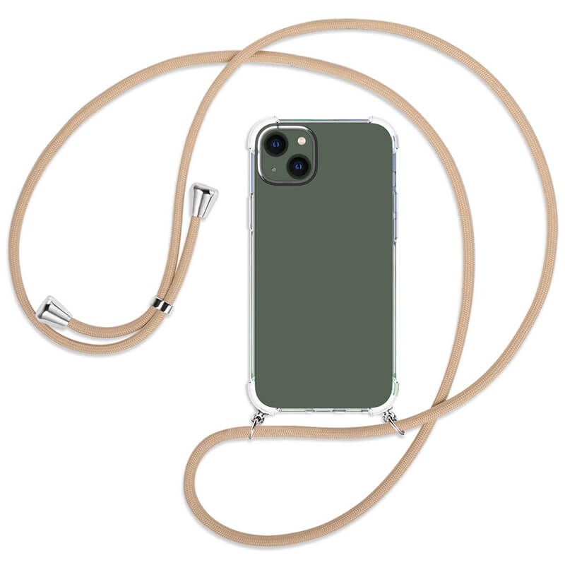 Průhledný silikonový ochranný kryt se šňůrkou na krk pro Apple iPhone 8 Plus - zlatá