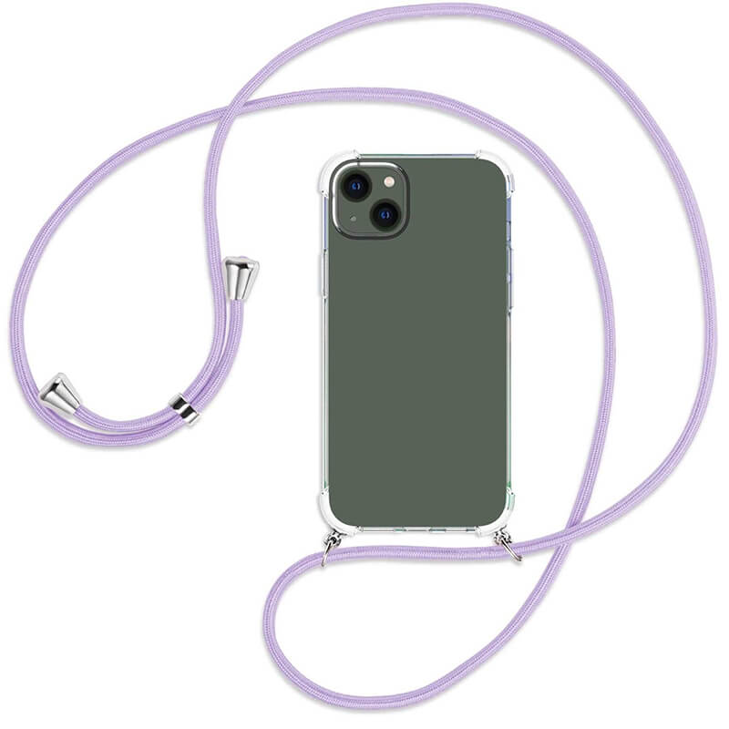 Průhledný silikonový ochranný kryt se šňůrkou na krk pro Huawei P20 Lite - světle fialová