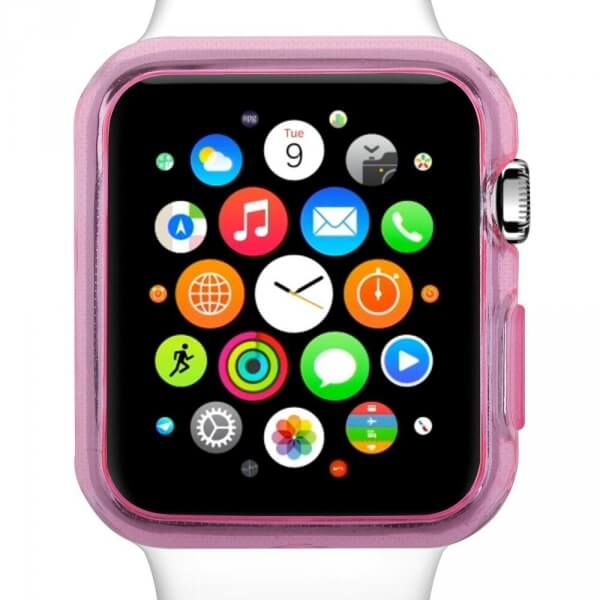 Ultratenký silikonový obal pro chytré hodinky Apple Watch 38 mm (1.série) - růžový