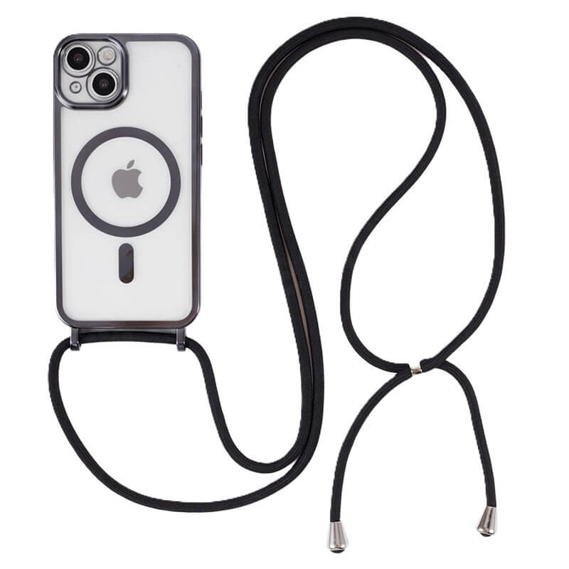 MagSafe silikonový kryt se šňůrkou pro Apple iPhone 11 - černý