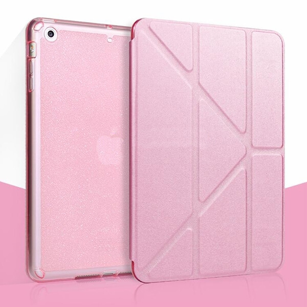 2v1 Smart flip cover + zadní silikonový ochranný obal se třpytkami pro Apple iPad Air 2 9.7" - růžový