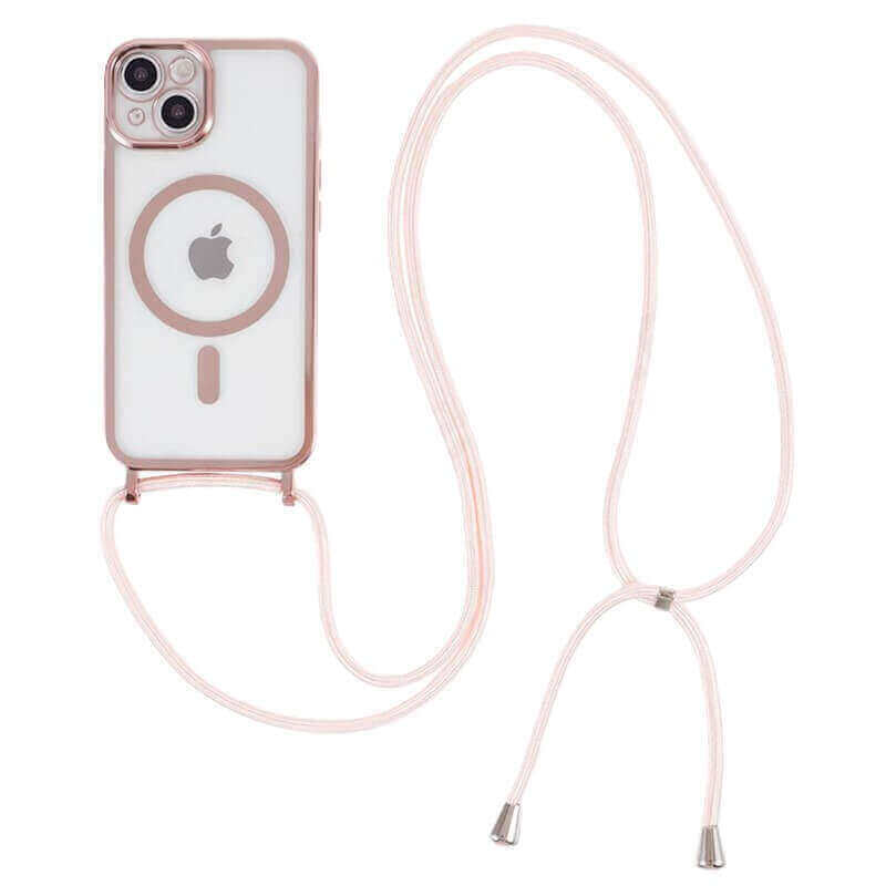 MagSafe silikonový kryt se šňůrkou pro Apple iPhone 17 Pro Max - světle růžový