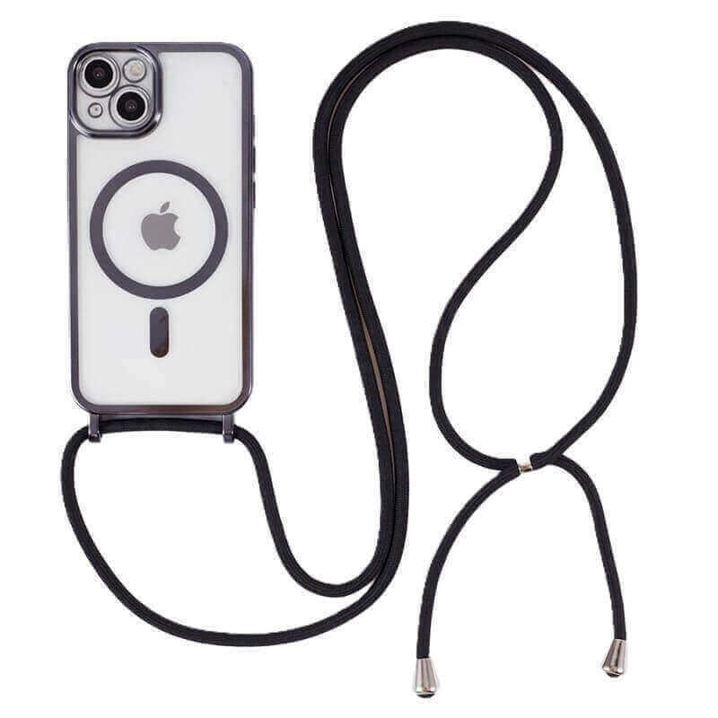 MagSafe silikonový kryt se šňůrkou pro Apple iPhone 17 Air - černý