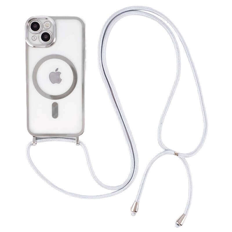 MagSafe silikonový kryt se šňůrkou pro Apple iPhone 17 Air - stříbrný